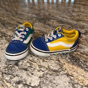 Vans Kids Sneakers in Blue, Yellow, and Green